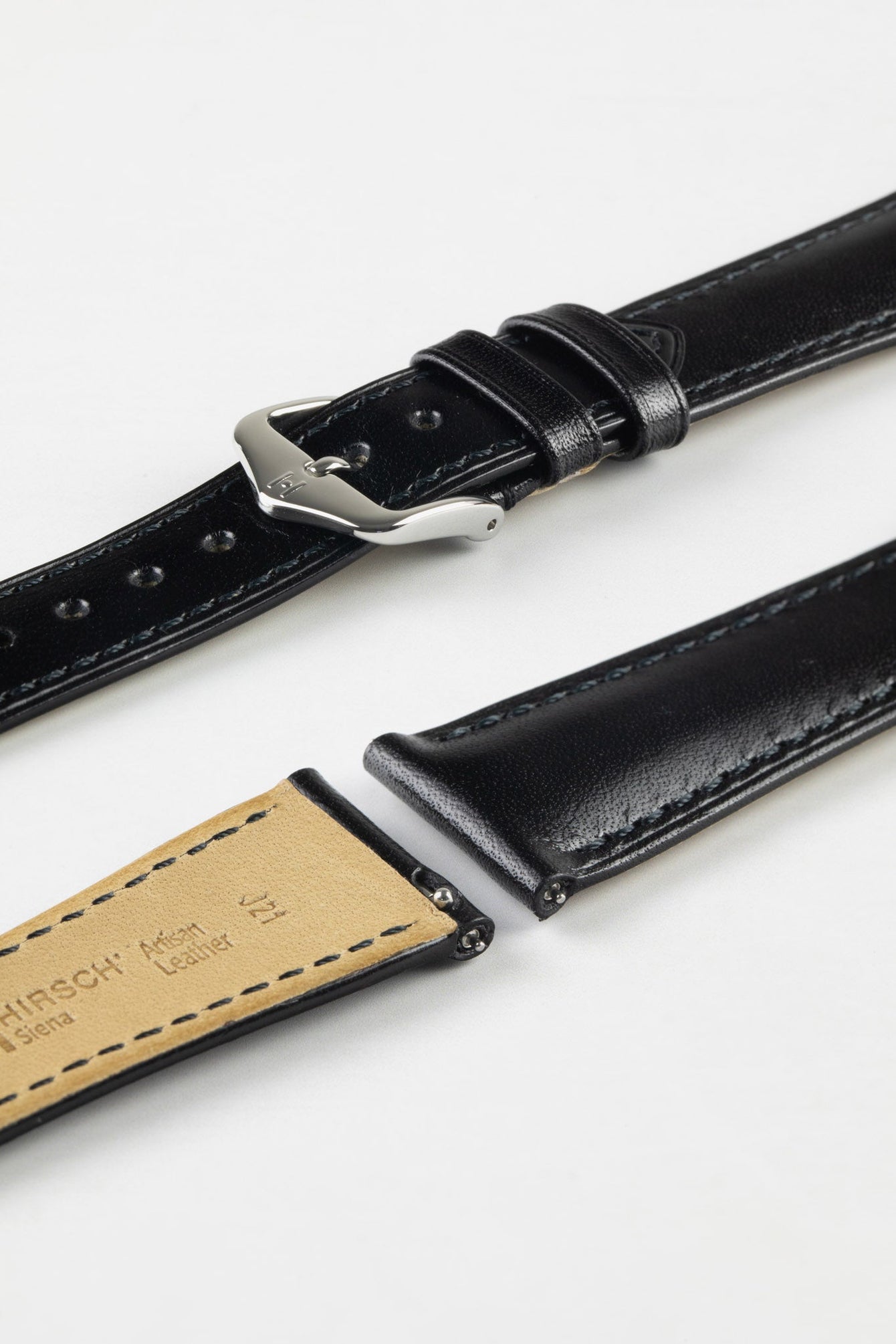 Hirsch SIENA Tuscan Leather Watch Strap in BLACK