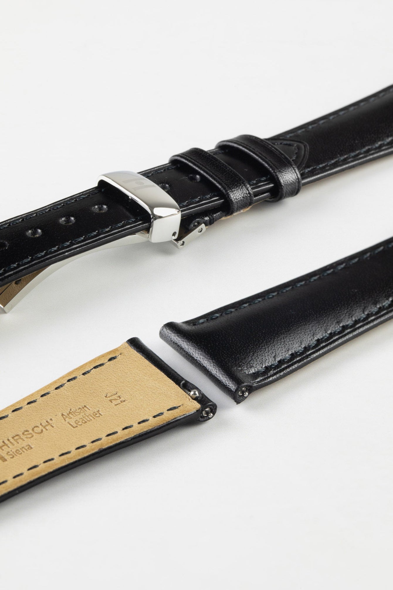 Hirsch SIENA Tuscan Leather Watch Strap in BLACK