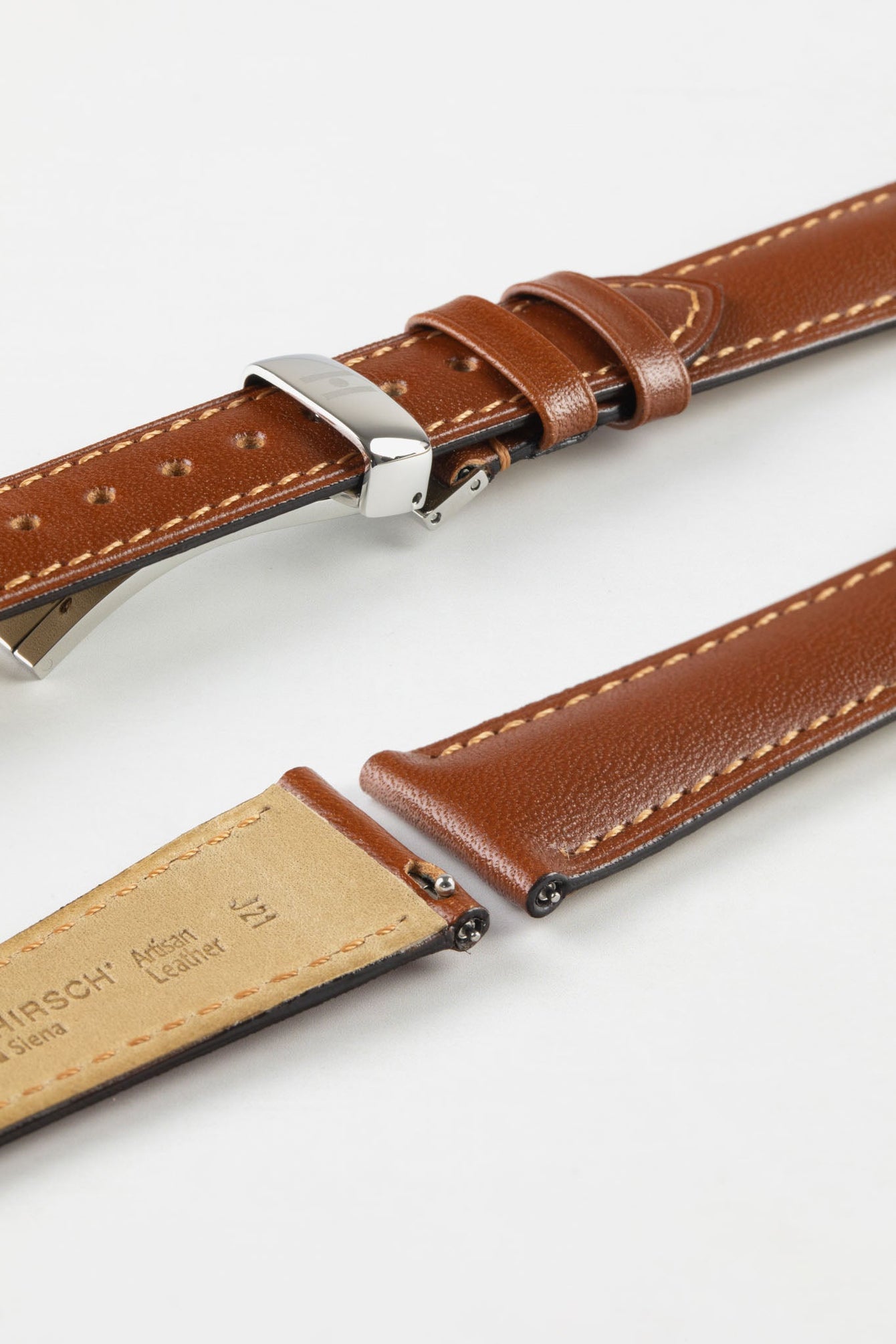 Hirsch SIENA Tuscan Leather Watch Strap in GOLD BROWN