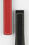 Hirsch SPEED Calfskin Deployment Watch Strap in BLACK/WHITE