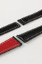 Hirsch SPEED Calfskin Deployment Watch Strap in BLACK/WHITE