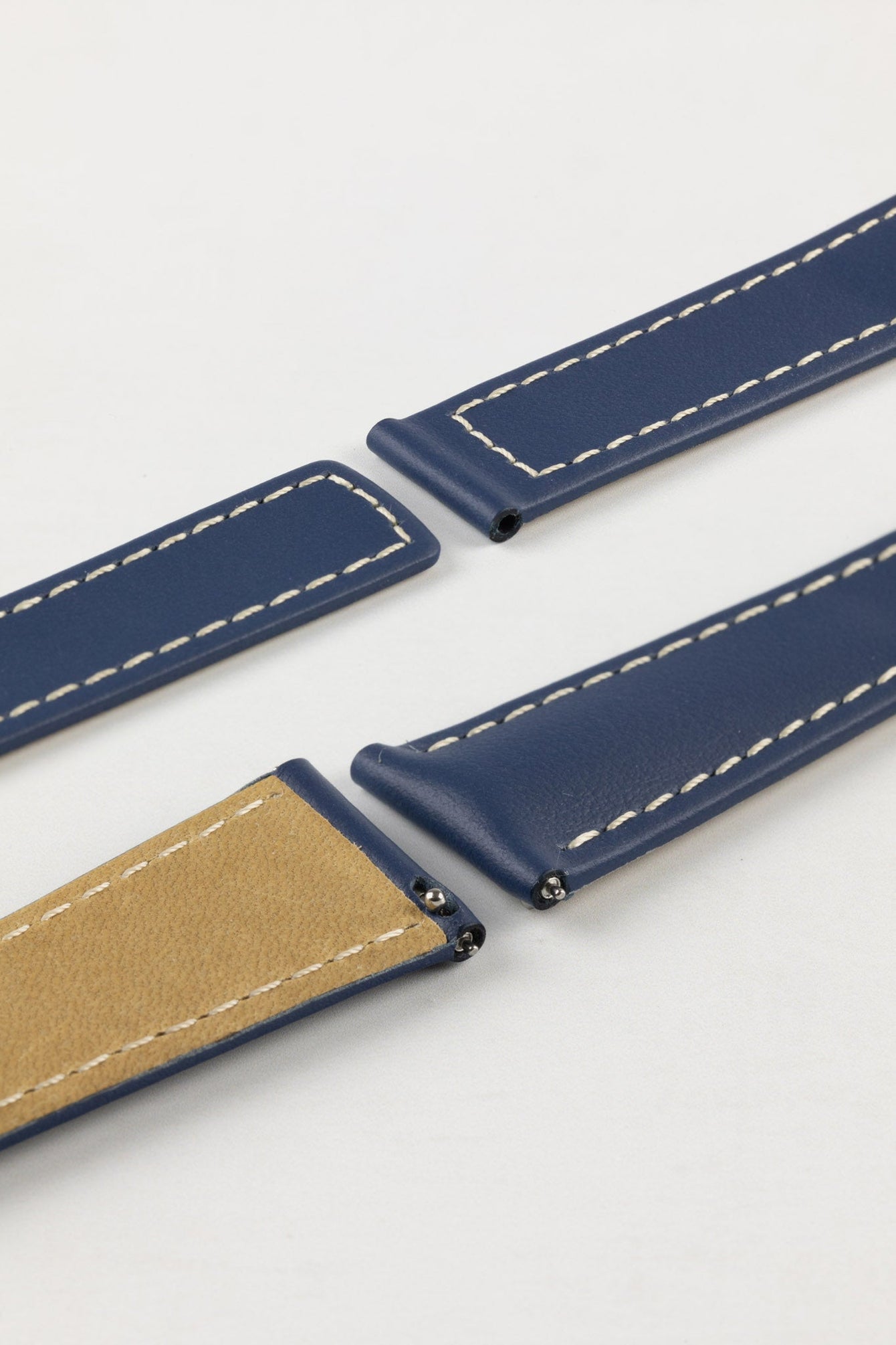 Hirsch SPEED Calfskin Deployment Watch Strap in BLUE/WHITE