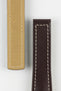 brown leather watch strap white stitching