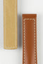 Hirsch SPEED Calfskin Deployment Watch Strap in GOLD BROWN/WHITE