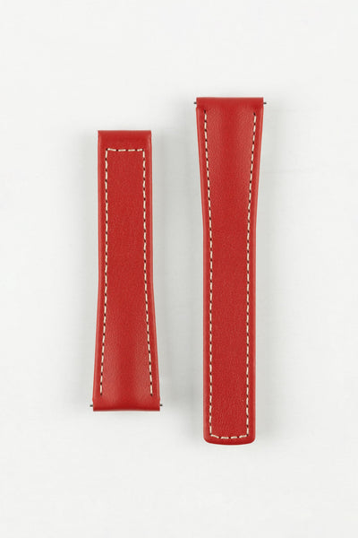 Hirsch SPEED Calfskin Deployment Watch Strap in RED/WHITE