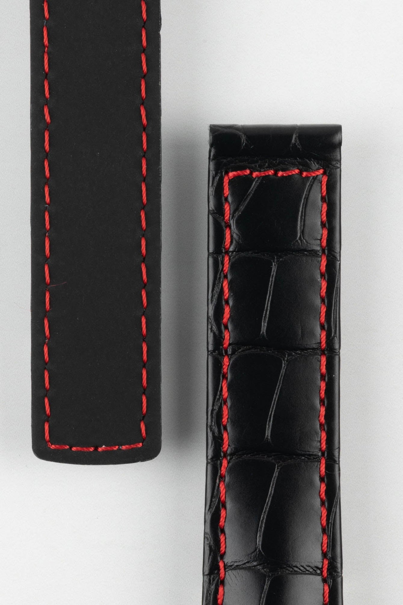 Hirsch SPEED Alligator Deployment Watch Strap in BLACK/RED