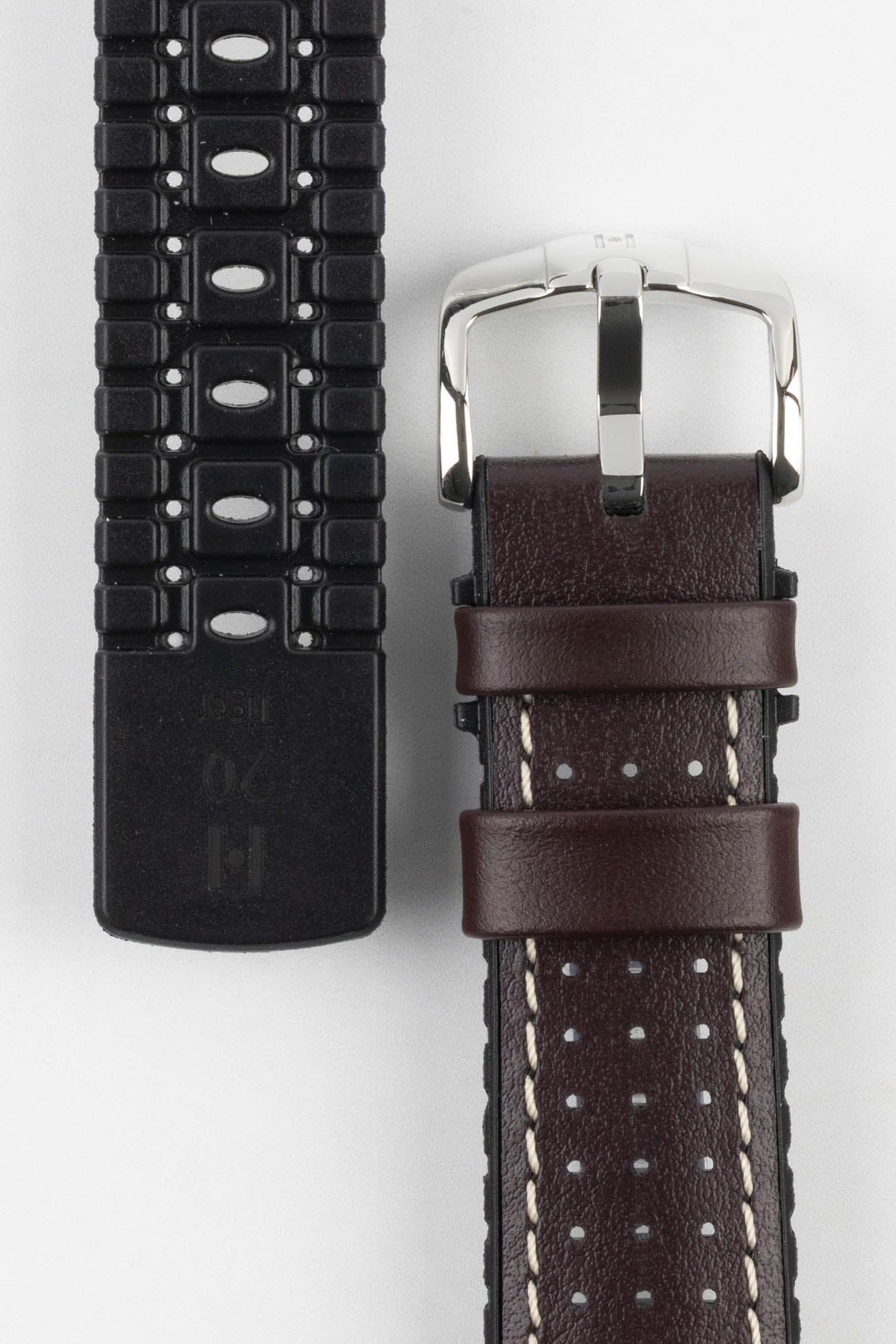 Hirsch TIGER Perforated Leather Performance Watch Strap in BROWN