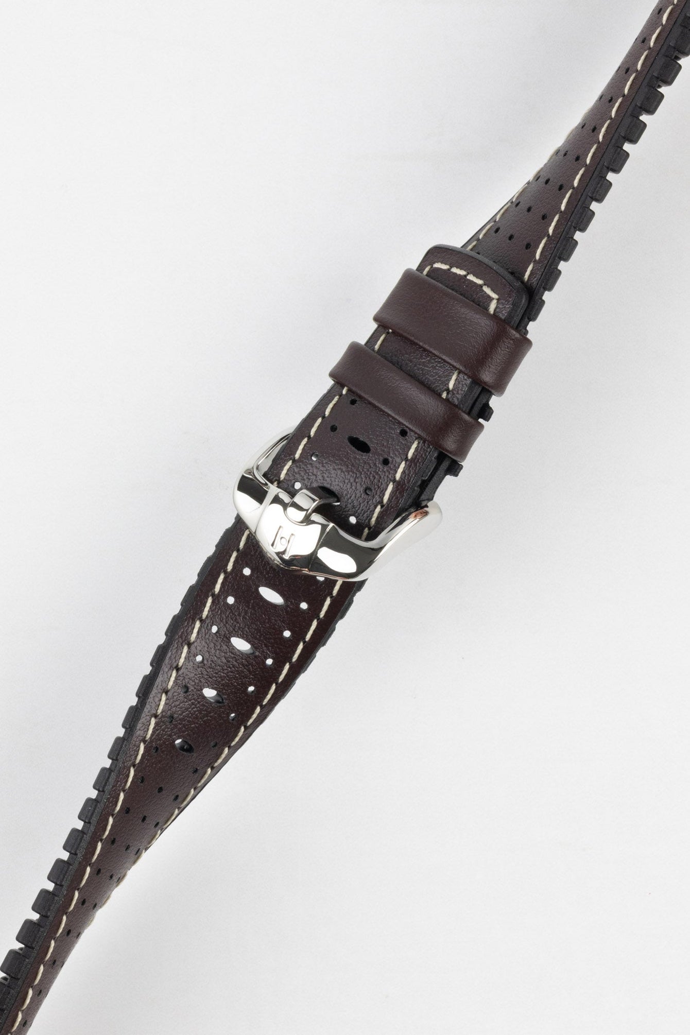 Hirsch TIGER Perforated Leather Performance Watch Strap in BROWN