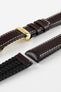 Hirsch TIGER Perforated Leather Performance Watch Strap in BROWN