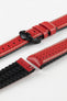 Hirsch TIGER Perforated Leather Performance Watch Strap in RED