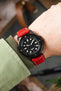 Hirsch TIGER Perforated Leather Performance Watch Strap in RED