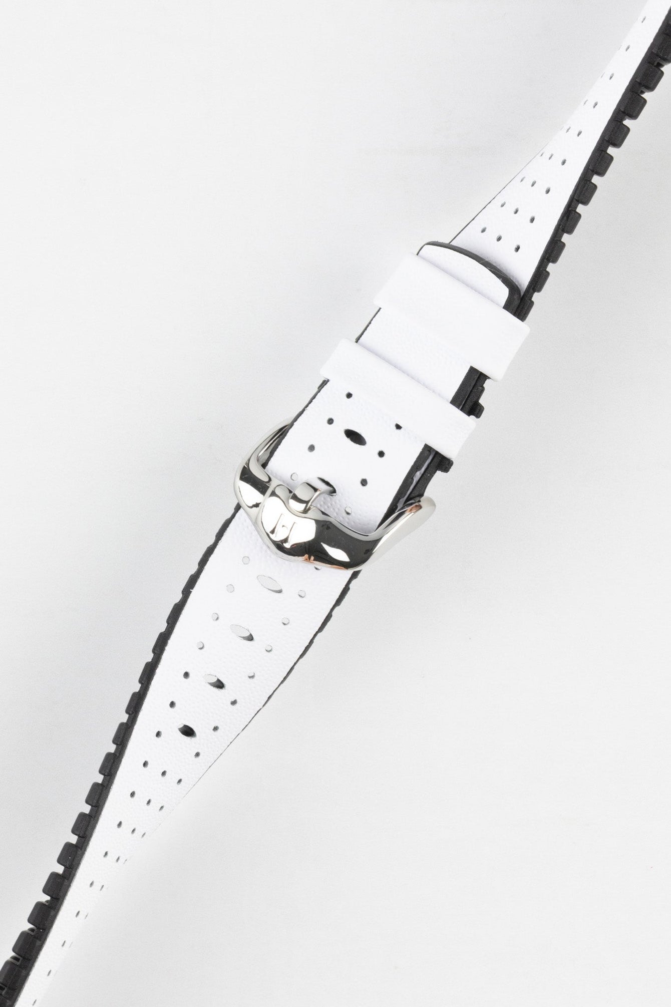 Hirsch TIGER Perforated Leather Performance Watch Strap in WHITE