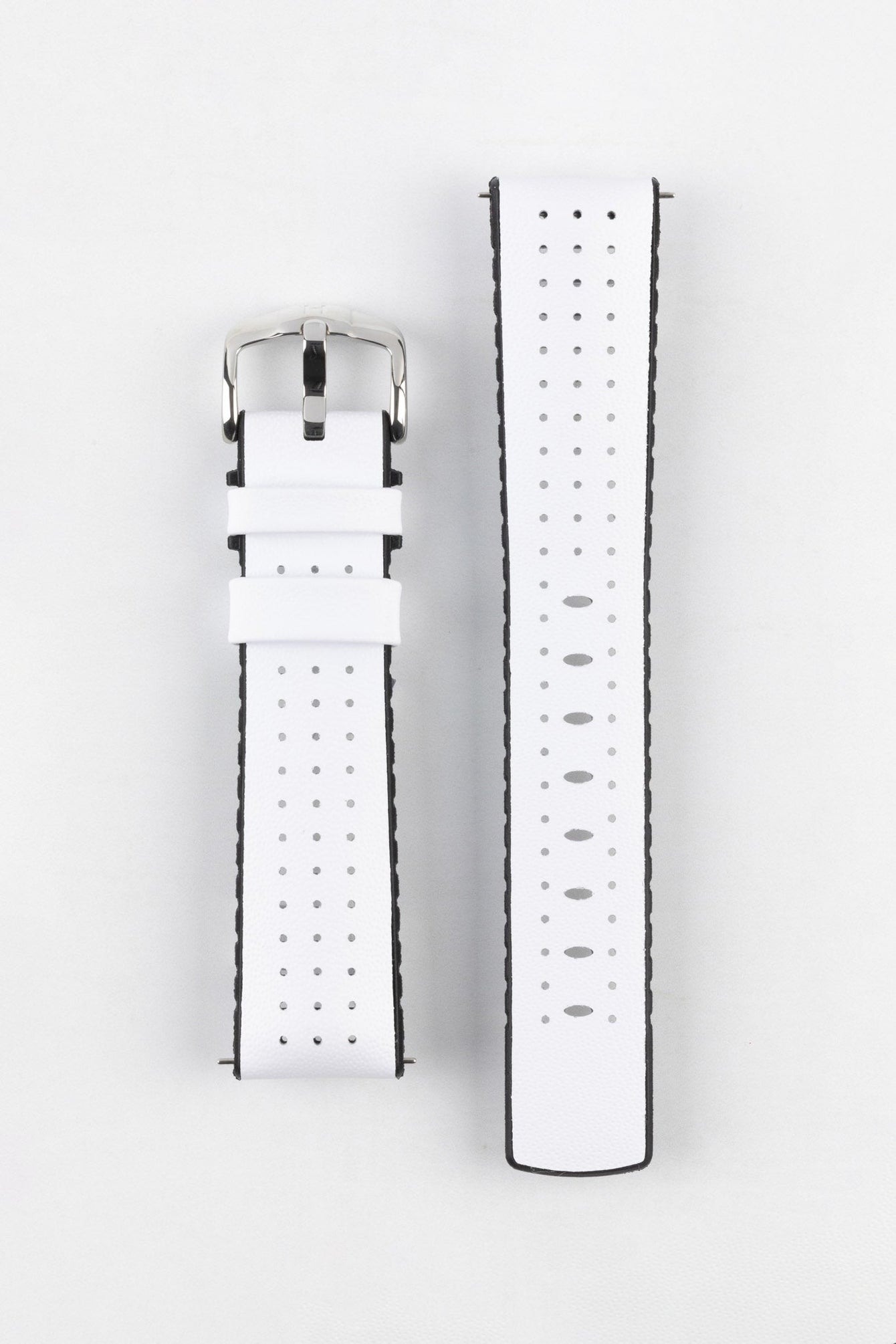 Hirsch TIGER Perforated Leather Performance Watch Strap in WHITE