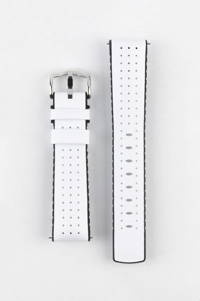 Hirsch TIGER Perforated Leather Performance Watch Strap in WHITE