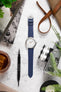 Hirsch TORONTO Quick-Release Fine-Grained Leather Watch Strap in BLUE