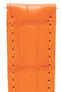 close-up of mens orange alligator watch strap