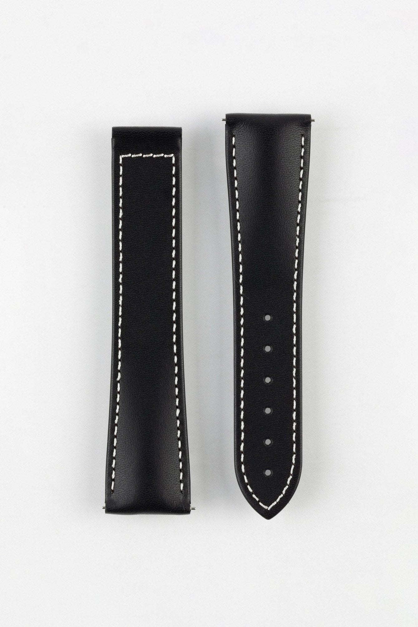 Hirsch VOYAGER Calfskin Deployment Watch Strap in BLACK/WHITE