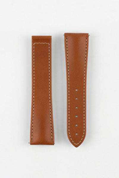 Hirsch VOYAGER Calfskin Deployment Watch Strap in GOLD BROWN/GOLD BROWN