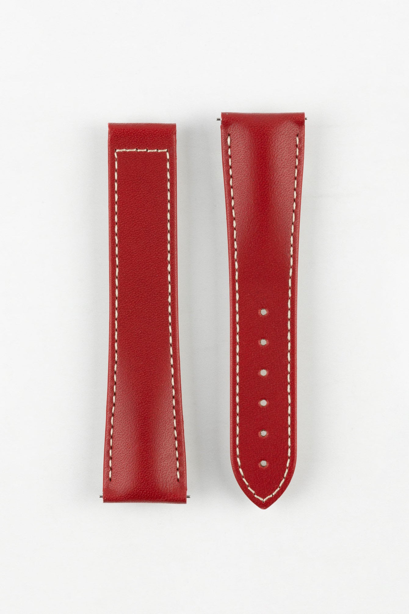 Hirsch VOYAGER Calfskin Deployment Watch Strap in RED/WHITE