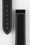 Hirsch VOYAGER Calfskin Deployment Watch Strap in BLACK/WHITE