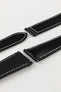 Hirsch VOYAGER Calfskin Deployment Watch Strap in BLACK/WHITE