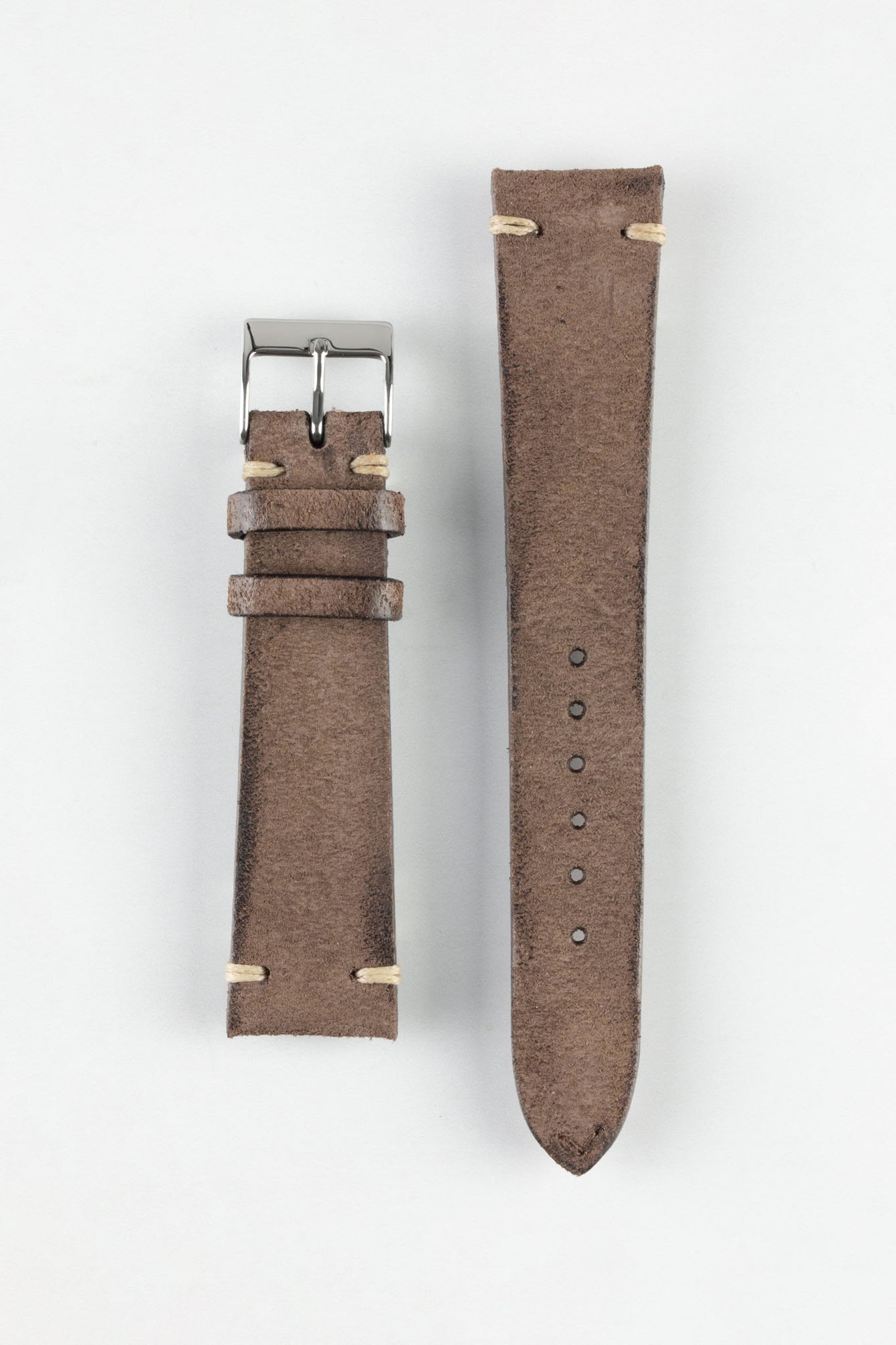 JPM Italian Distressed Tasso Leather Watch Strap in BROWN