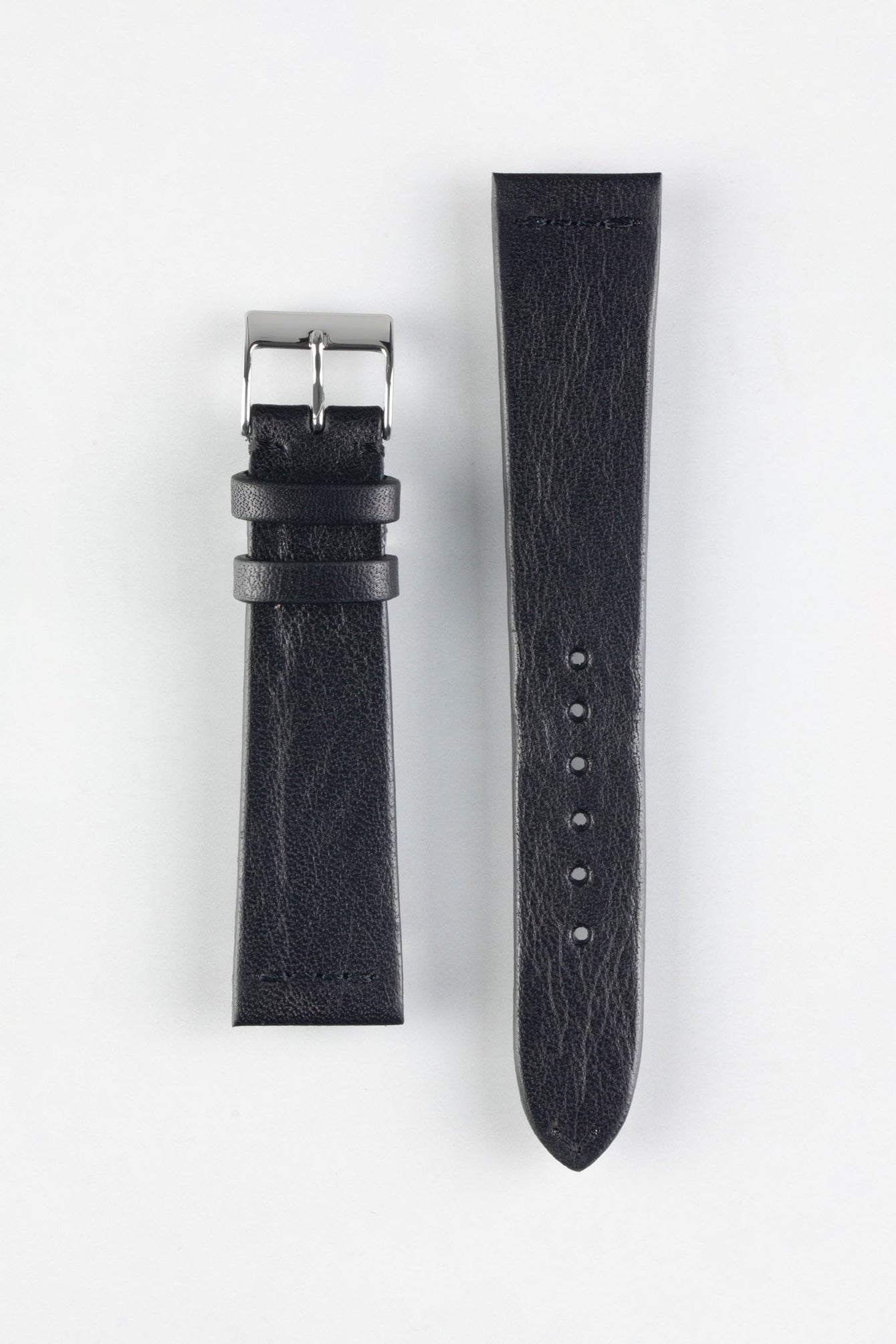 JPM Italian Vintage Leather Watch Strap with Tonal Stitch in BLACK