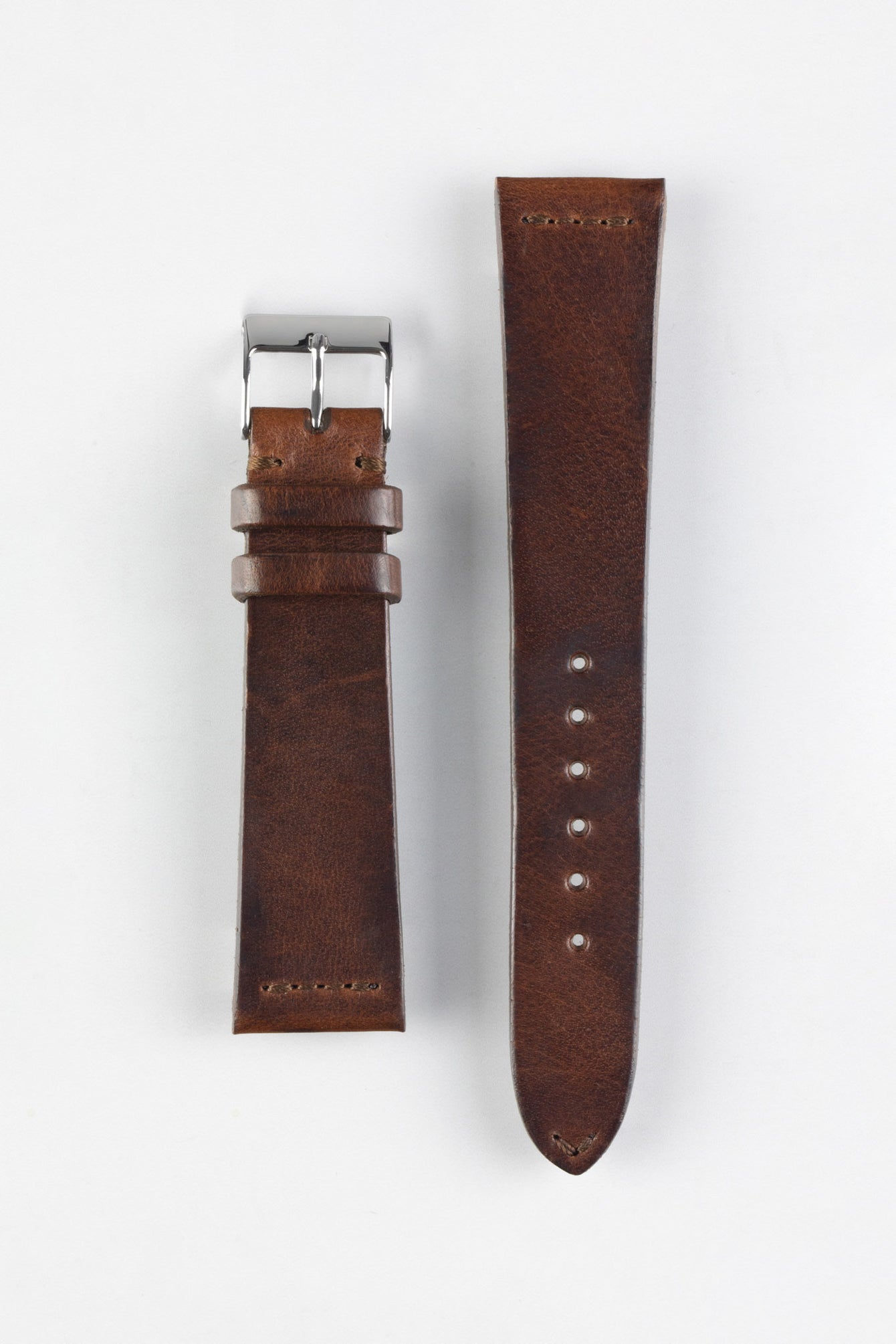 JPM Italian Vintage Leather Watch Strap with Tonal Stitch in DISTRESSED BROWN