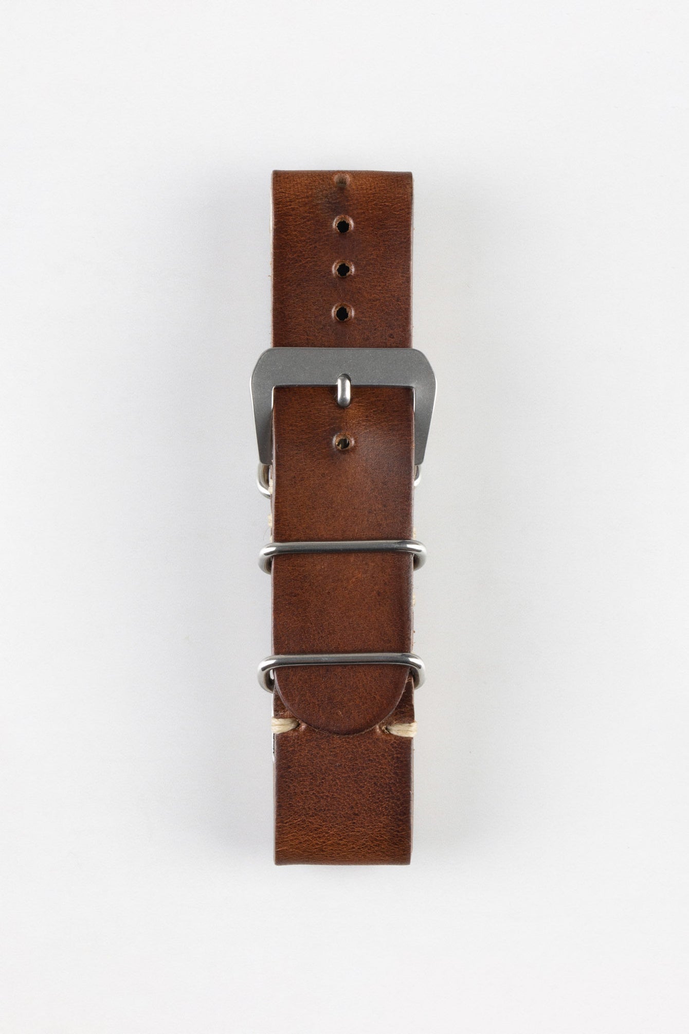 JPM Italian Leather One-Piece Watch Strap in DISTRESSED BROWN