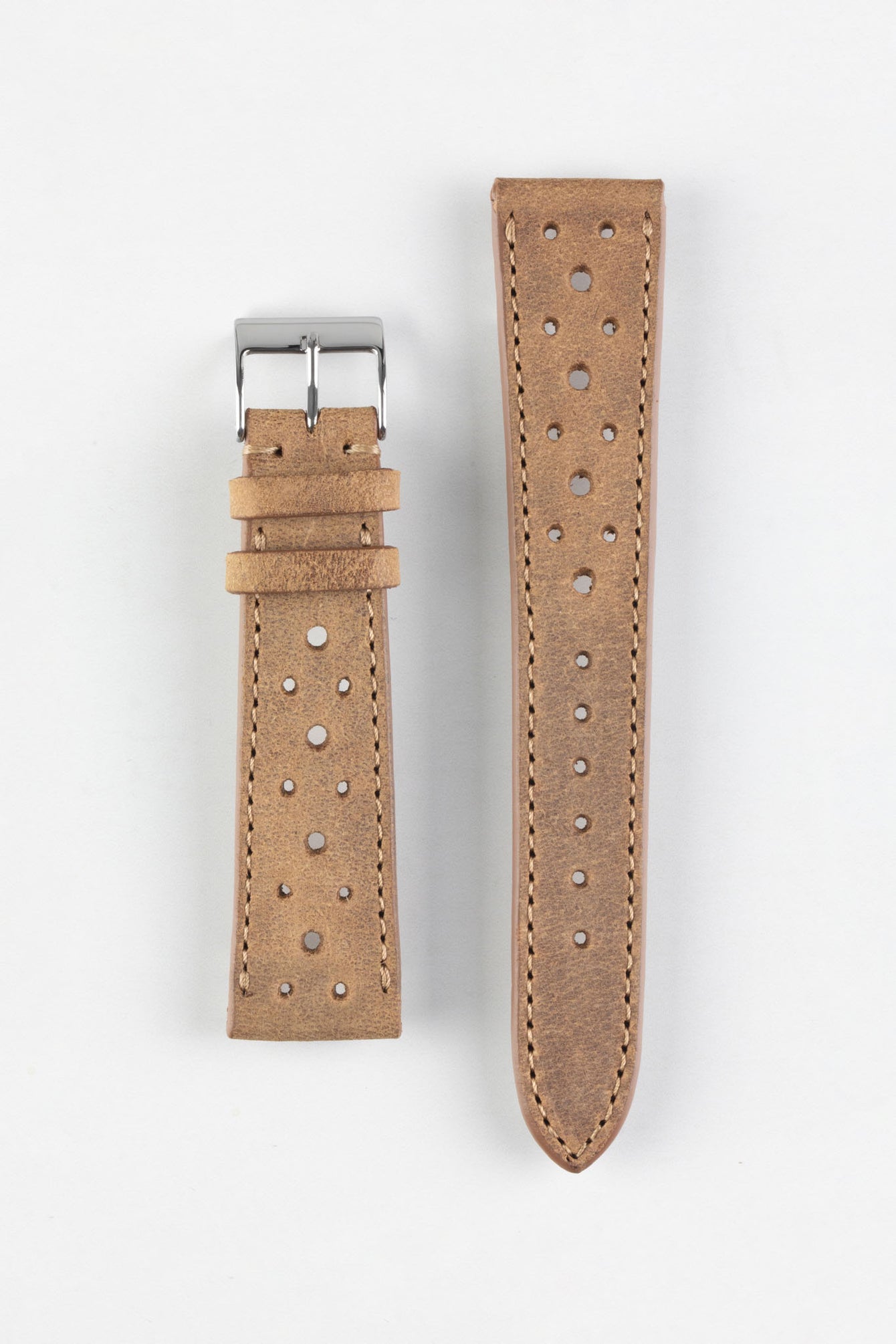 JPM Italian Vintage Leather Racing Watch Strap in PEANUT