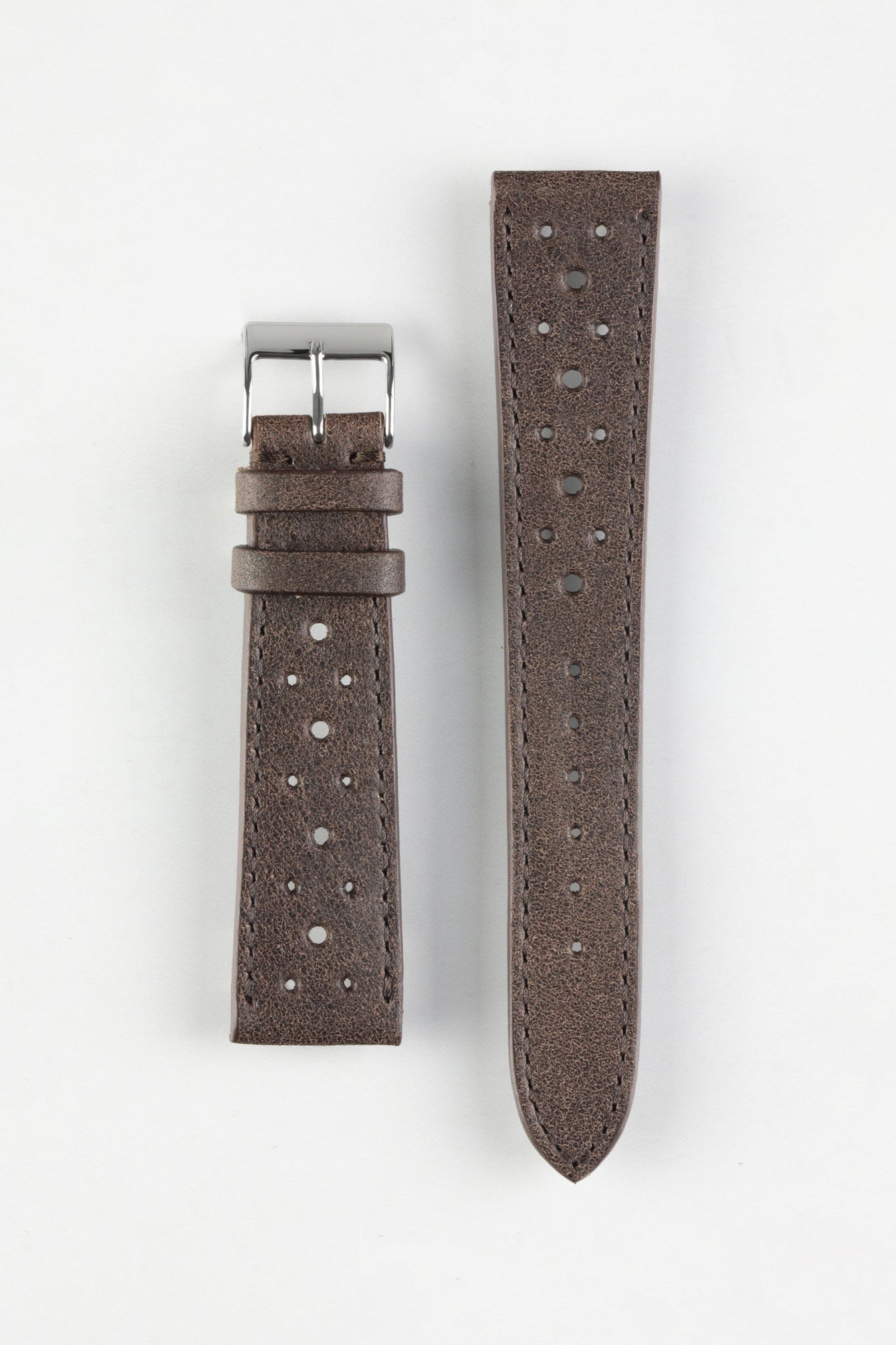 JPM Italian Vintage Leather Racing Watch Strap in WALNUT