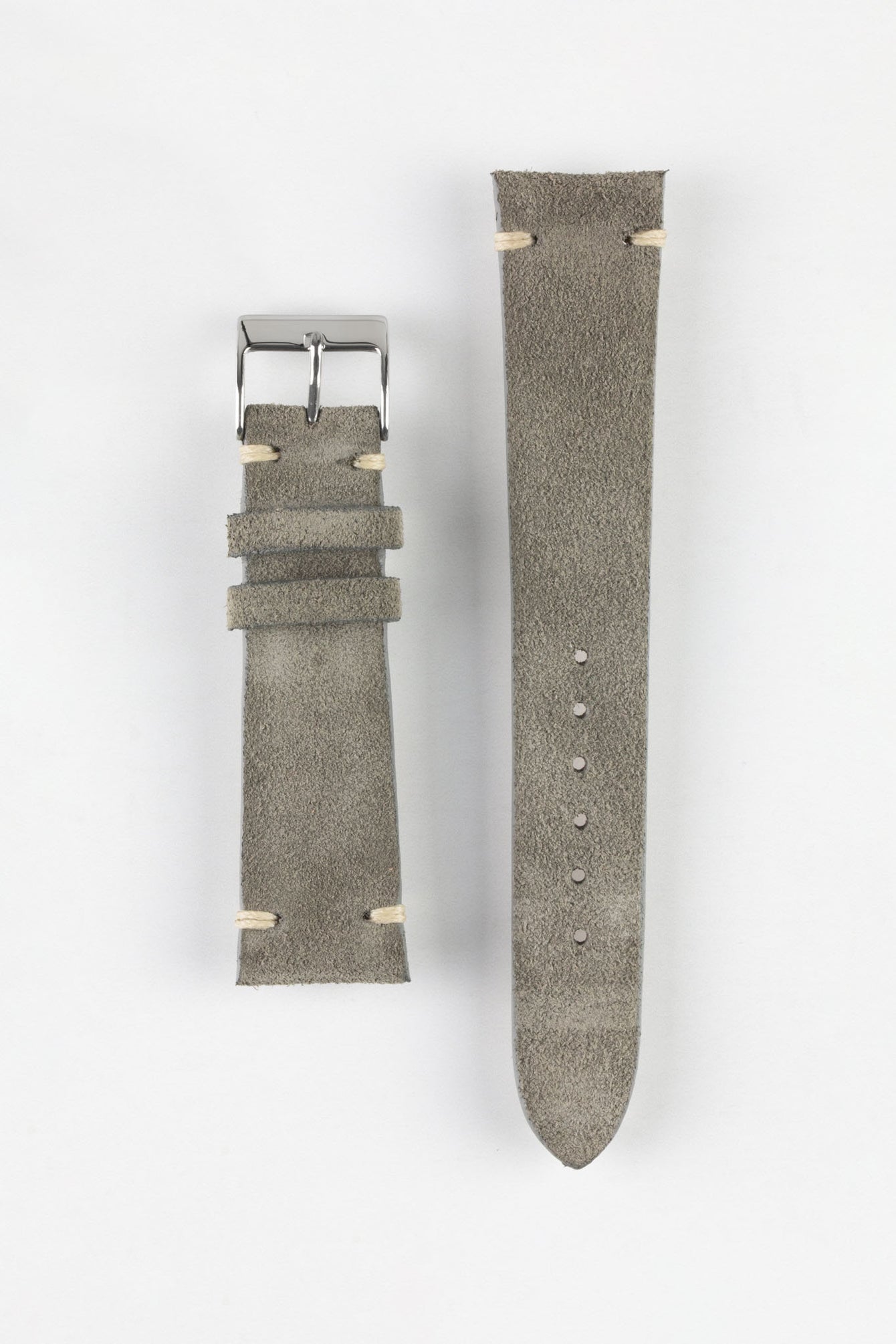 JPM Italian Vintage Suede Leather Watch Strap in STONE GREY