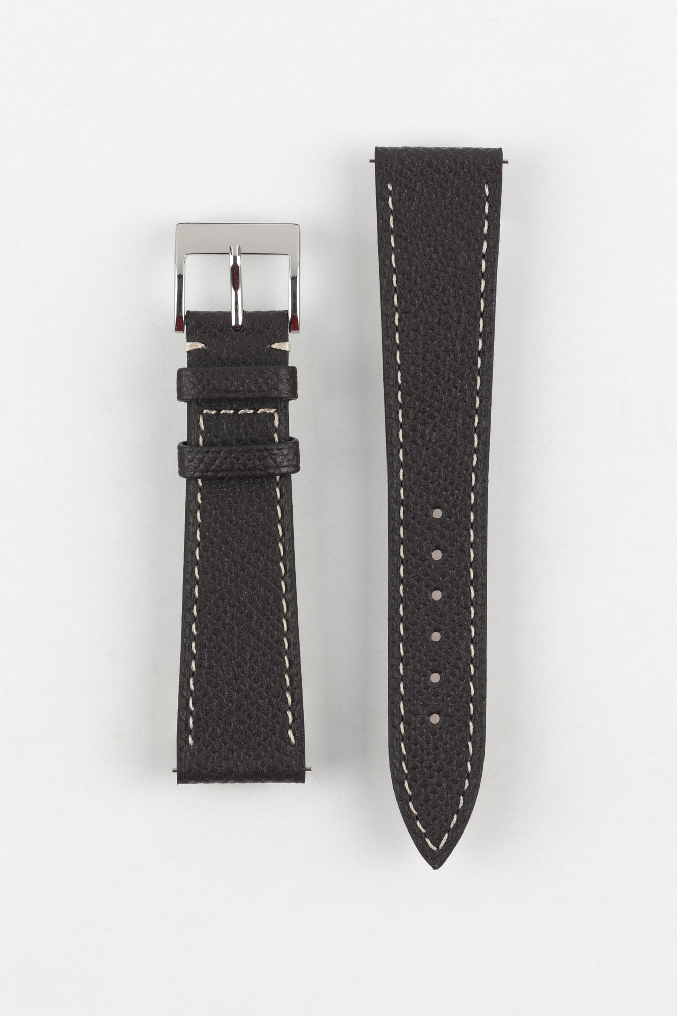 Flat Epsom Watch Strap in Chocolate Brown