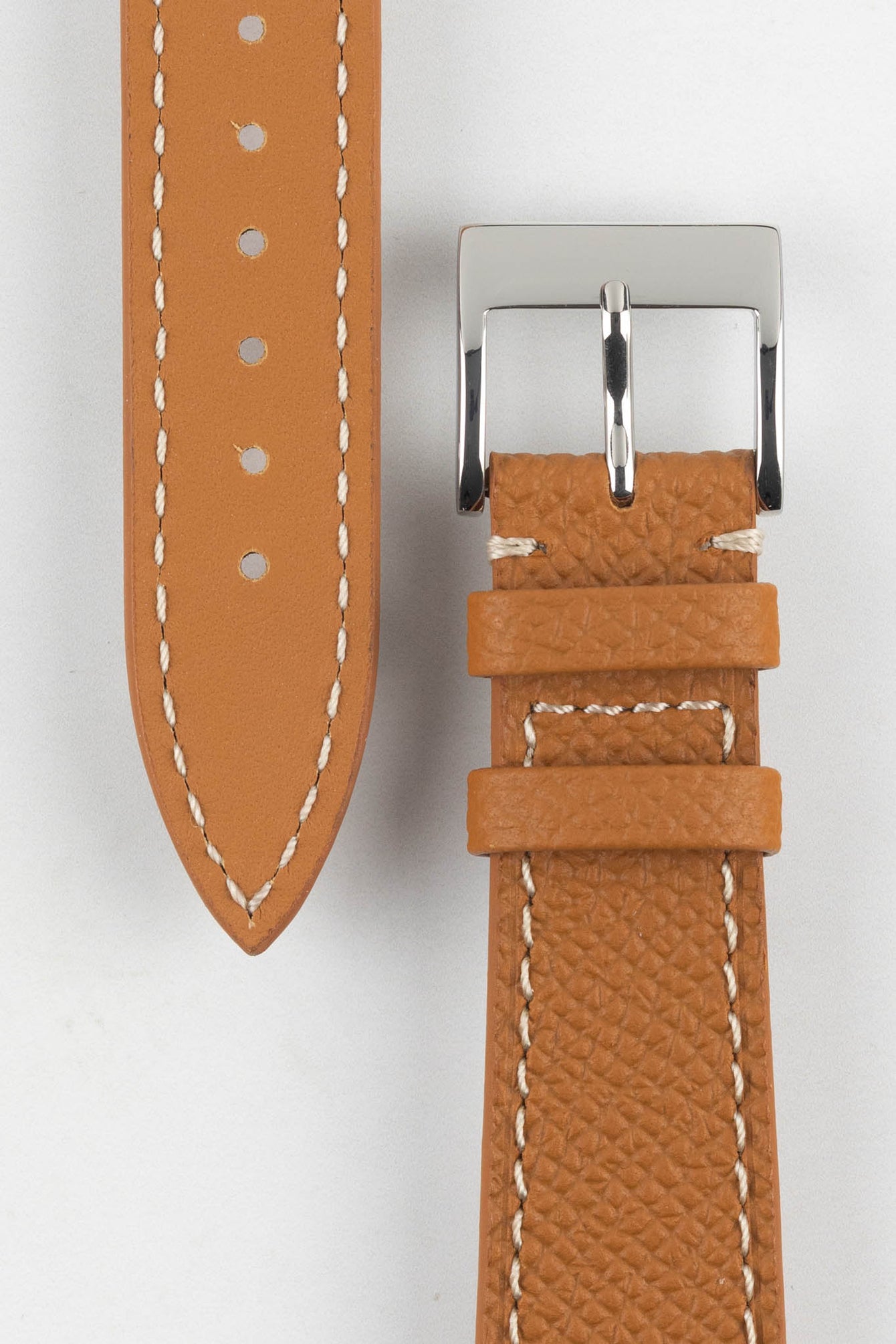 Flat Epsom Calfskin Watch Strap in Cognac