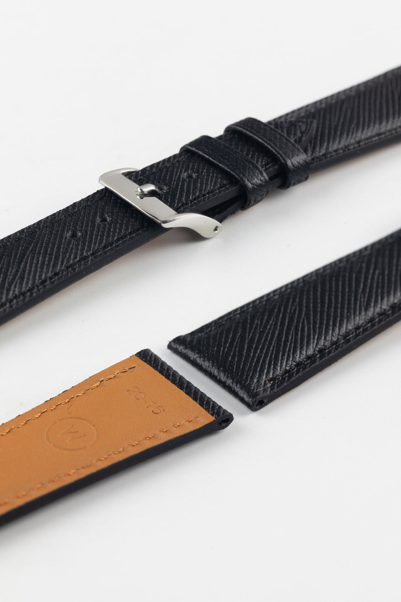 Classic Saffiano Leather Watch Strap in Black