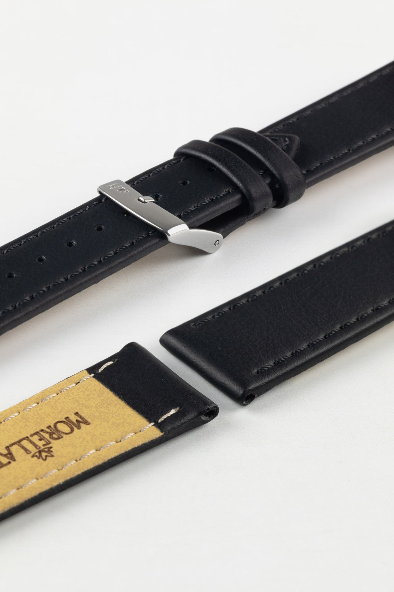 Morellato ABETE Buffalo-Embossed Vegan Leather Watch Strap in BLACK