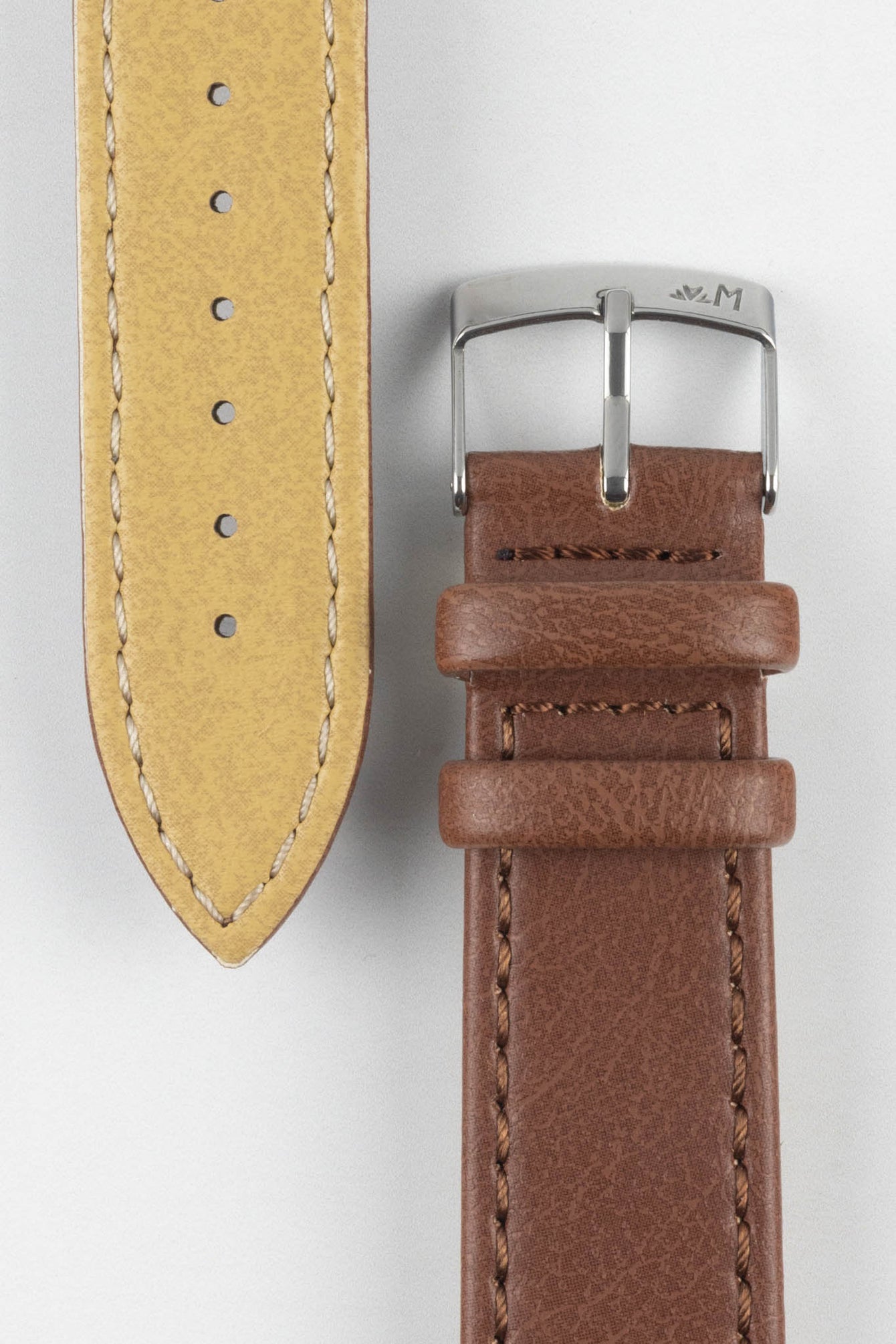 Morellato ABETE Buffalo-Embossed Vegan Leather Watch Strap in GOLD BROWN