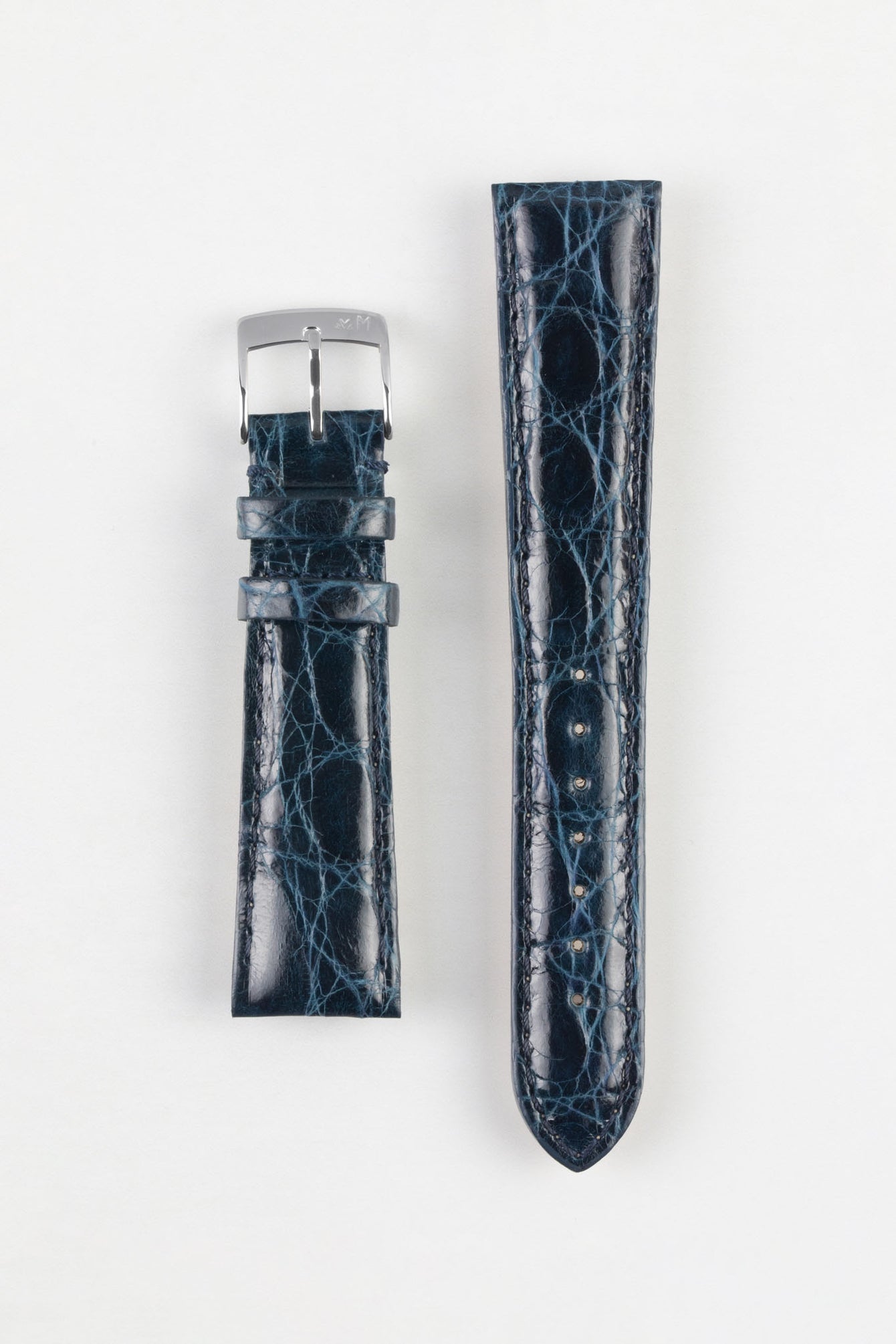 Morellato AMADEUS Genuine Crocodile Watch Strap in NAVY BLUE