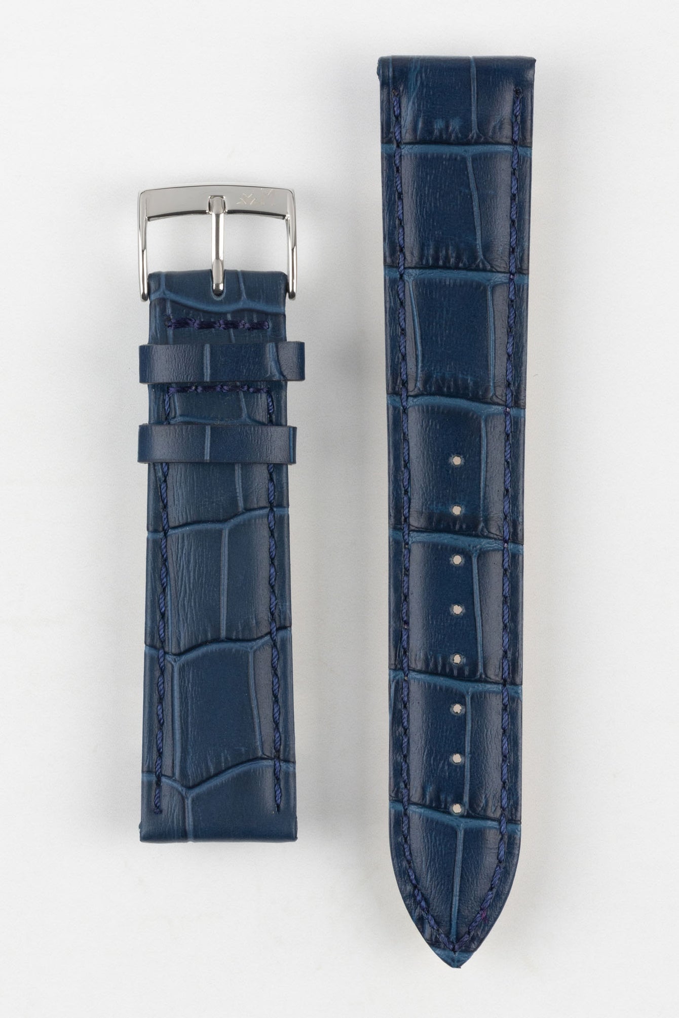 Morellato BOLLE Alligator-Embossed Calfskin Leather Watch Strap in BLUE