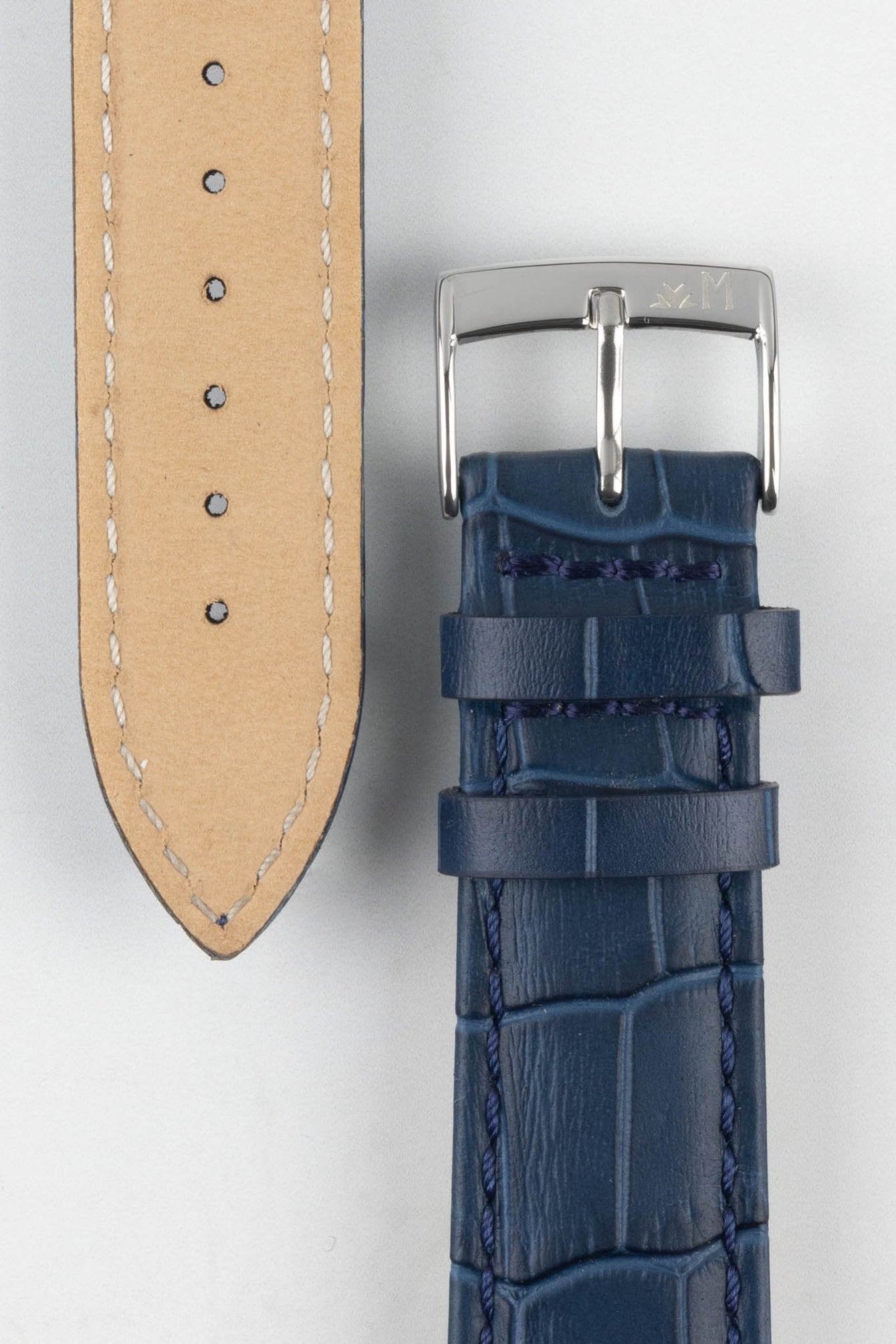 Morellato BOLLE Alligator-Embossed Calfskin Leather Watch Strap in BLUE