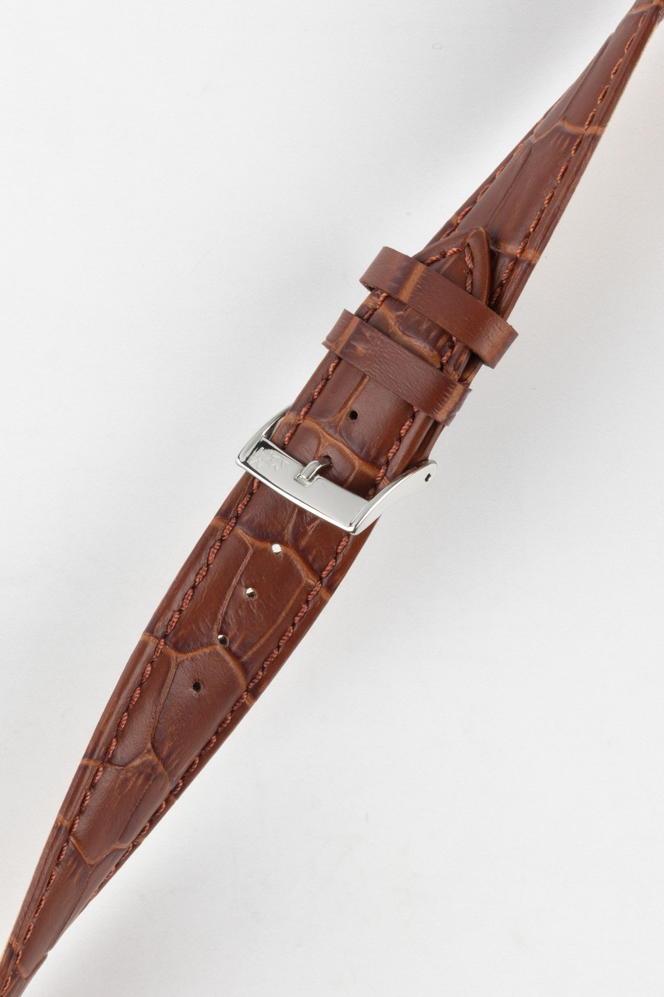 Morellato BOLLE Alligator-Embossed Calfskin Leather Watch Strap in GOLD BROWN