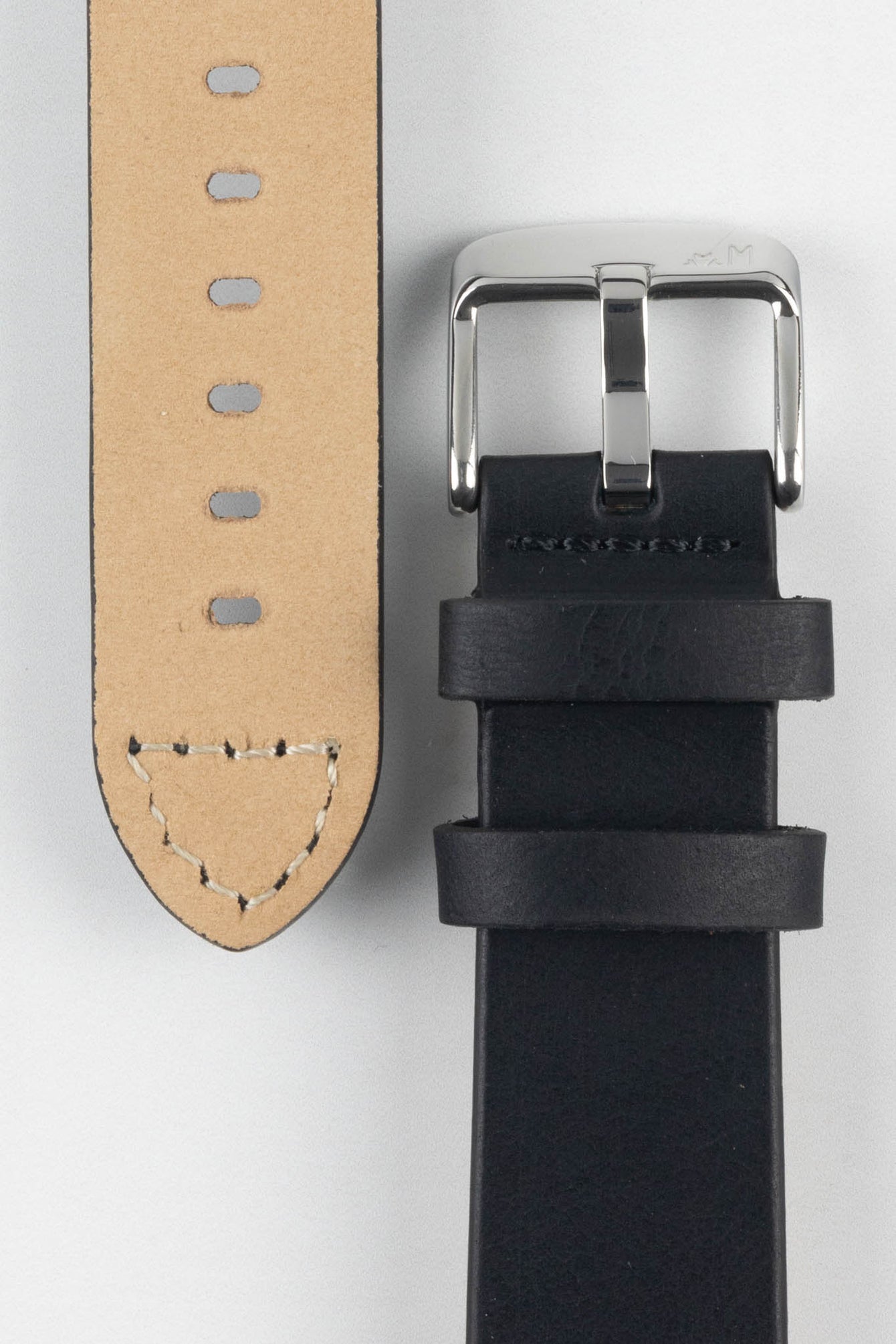 Morellato BRAMANTE Vintage Calfskin Leather Watch Strap in BLACK