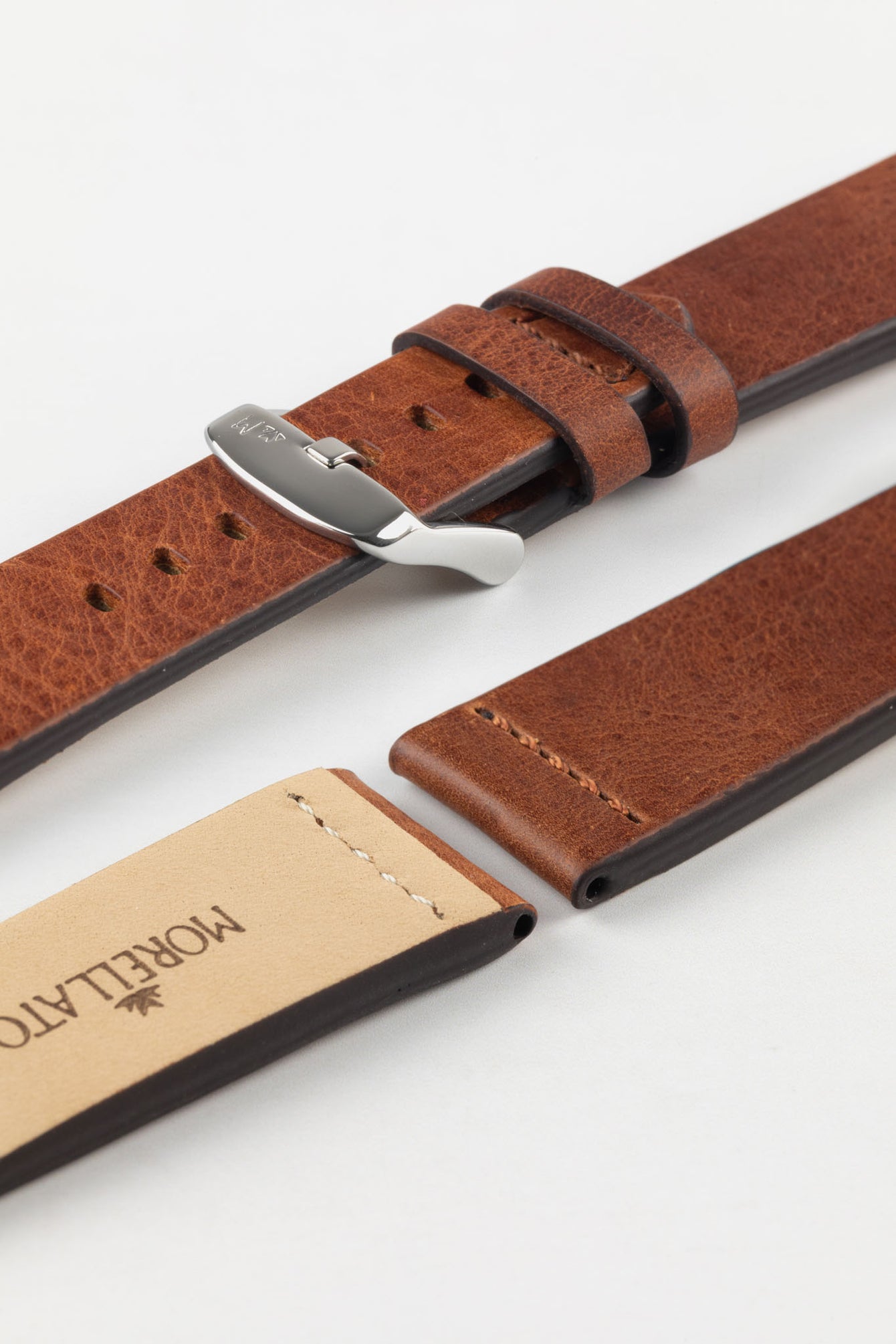 Morellato BRAMANTE Vintage Calfskin Leather Watch Strap in GOLD BROWN