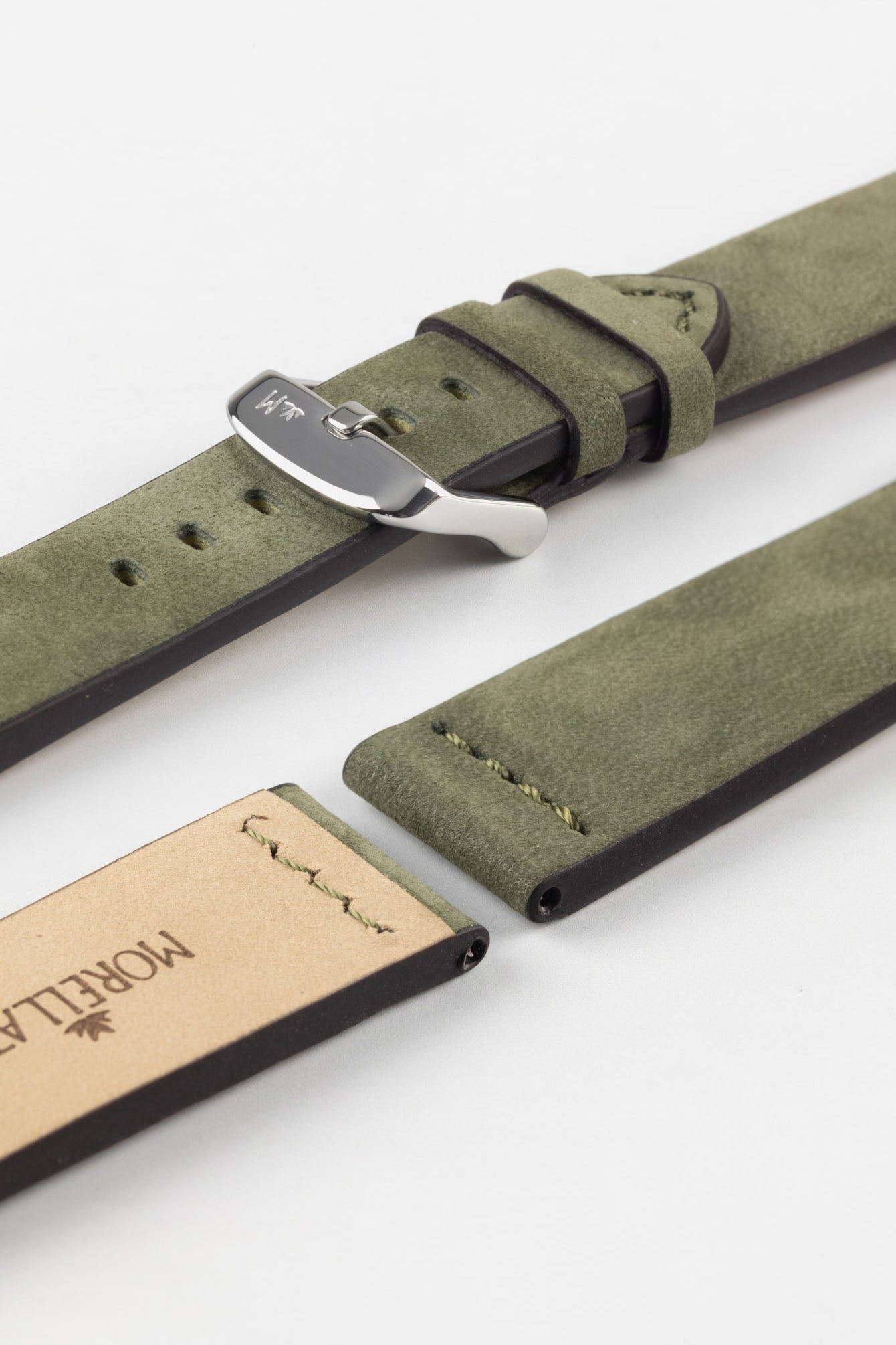 Morellato BRAMANTE Vintage Calfskin Leather Watch Strap in GREEN