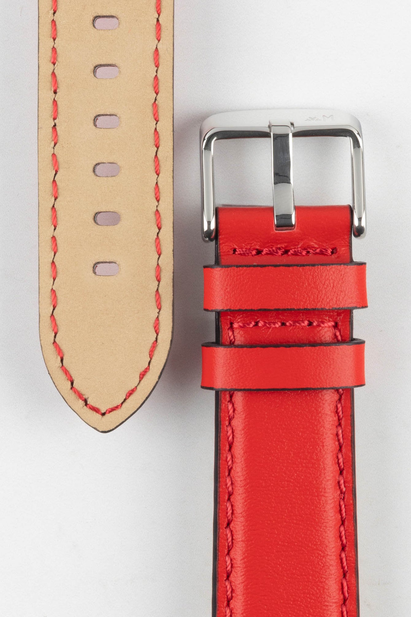 Morellato CROQUET Quick-Release Leather Watch Strap in RED