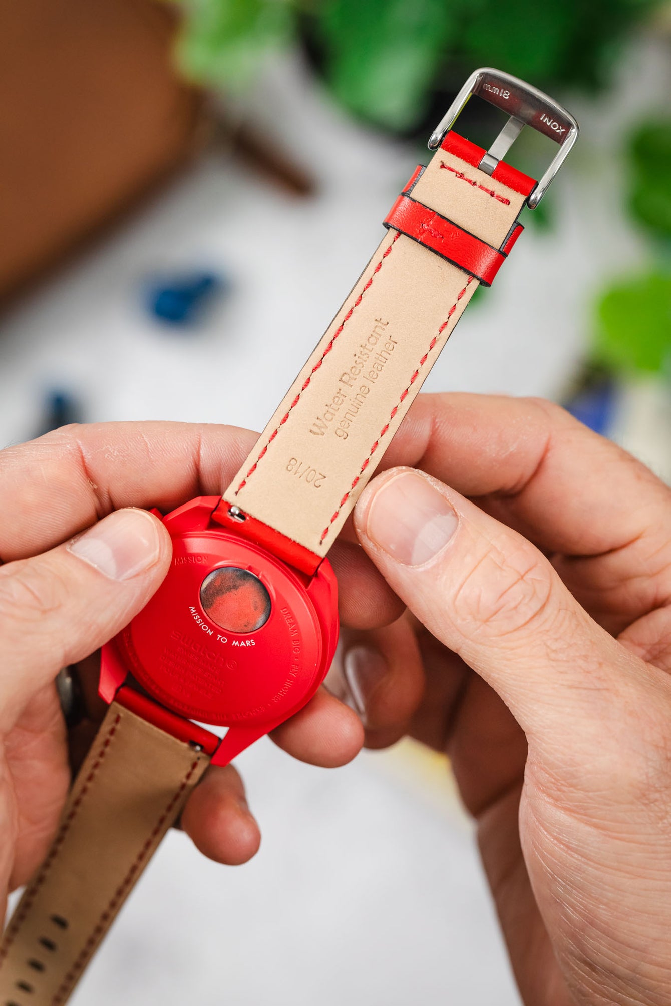 Morellato CROQUET Quick-Release Leather Watch Strap in RED