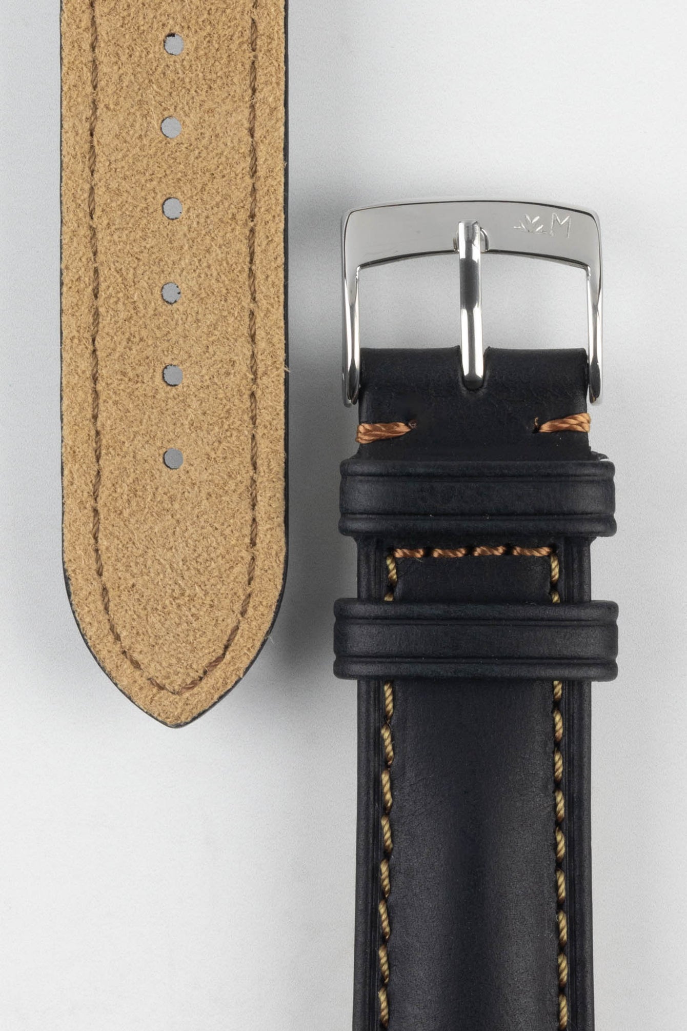 Morellato DERAIN Smooth Calfskin Leather Watch Strap in BLACK