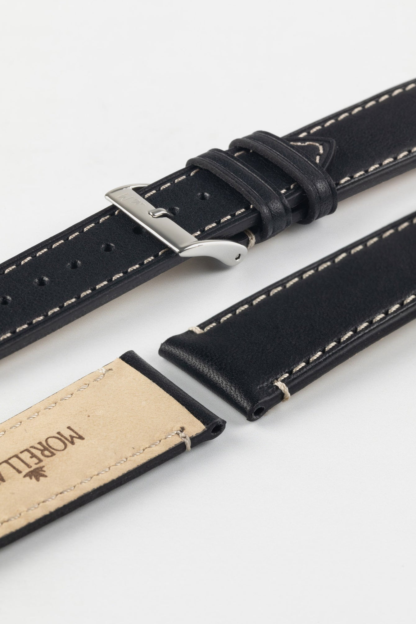 Morellato EL GRECO Calfskin Leather Watch Strap in BLACK