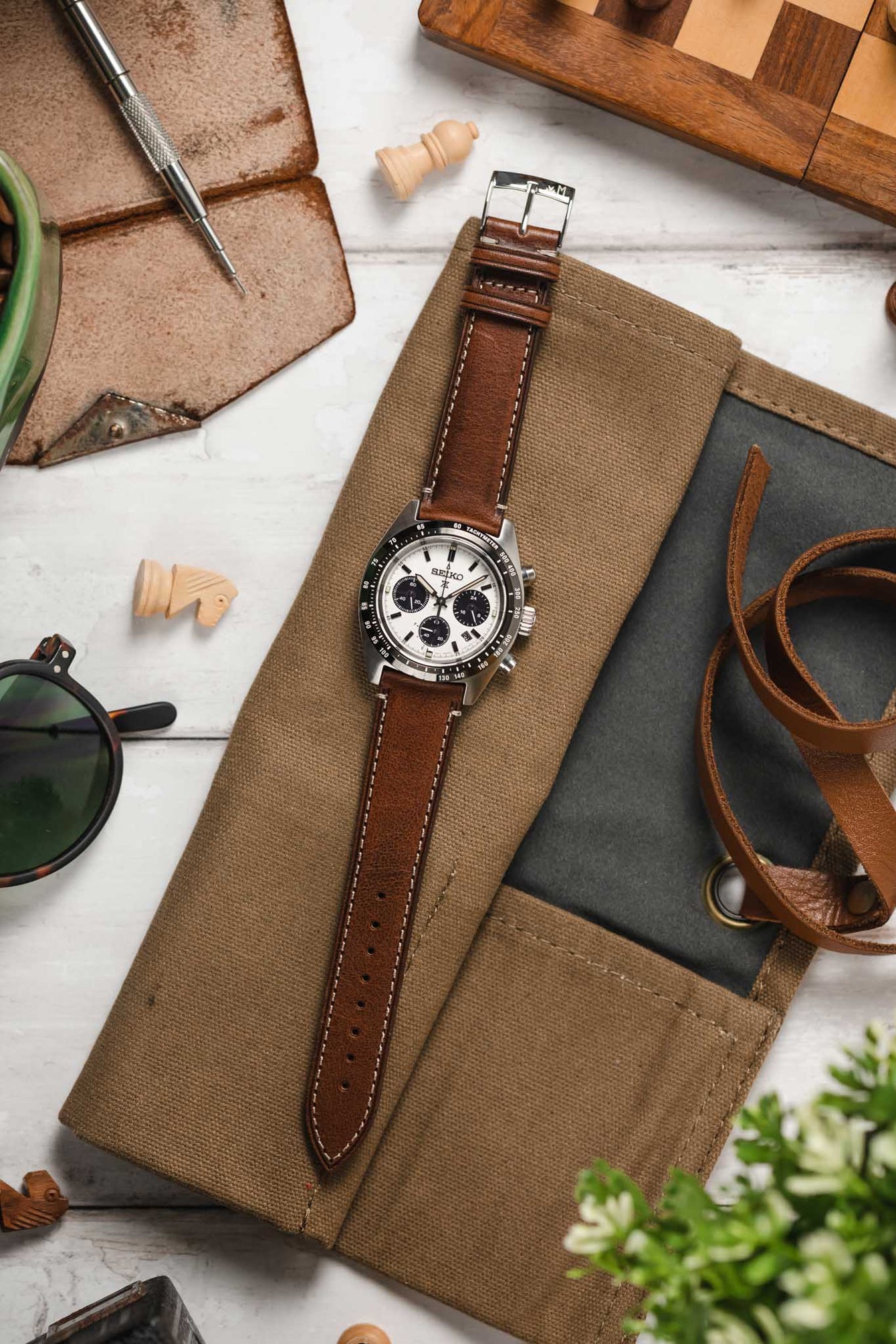 Morellato EL GRECO Calfskin Leather Watch Strap in BROWN