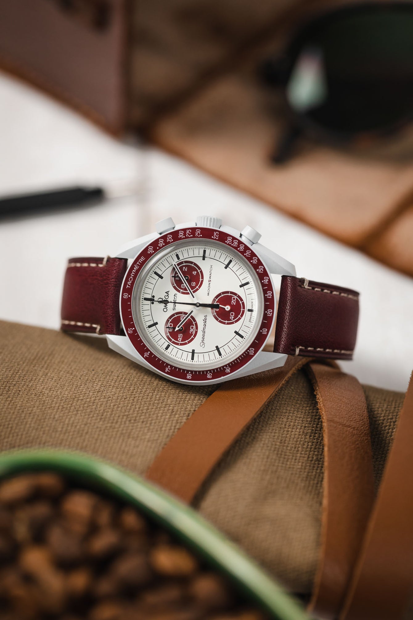 Morellato EL GRECO Calfskin Leather Watch Strap in BURGUNDY